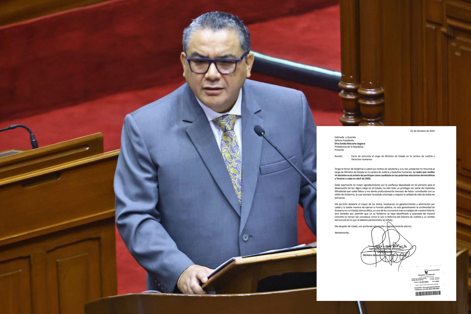 Juan José Santiváñez renunció al Ministerio de Justicia