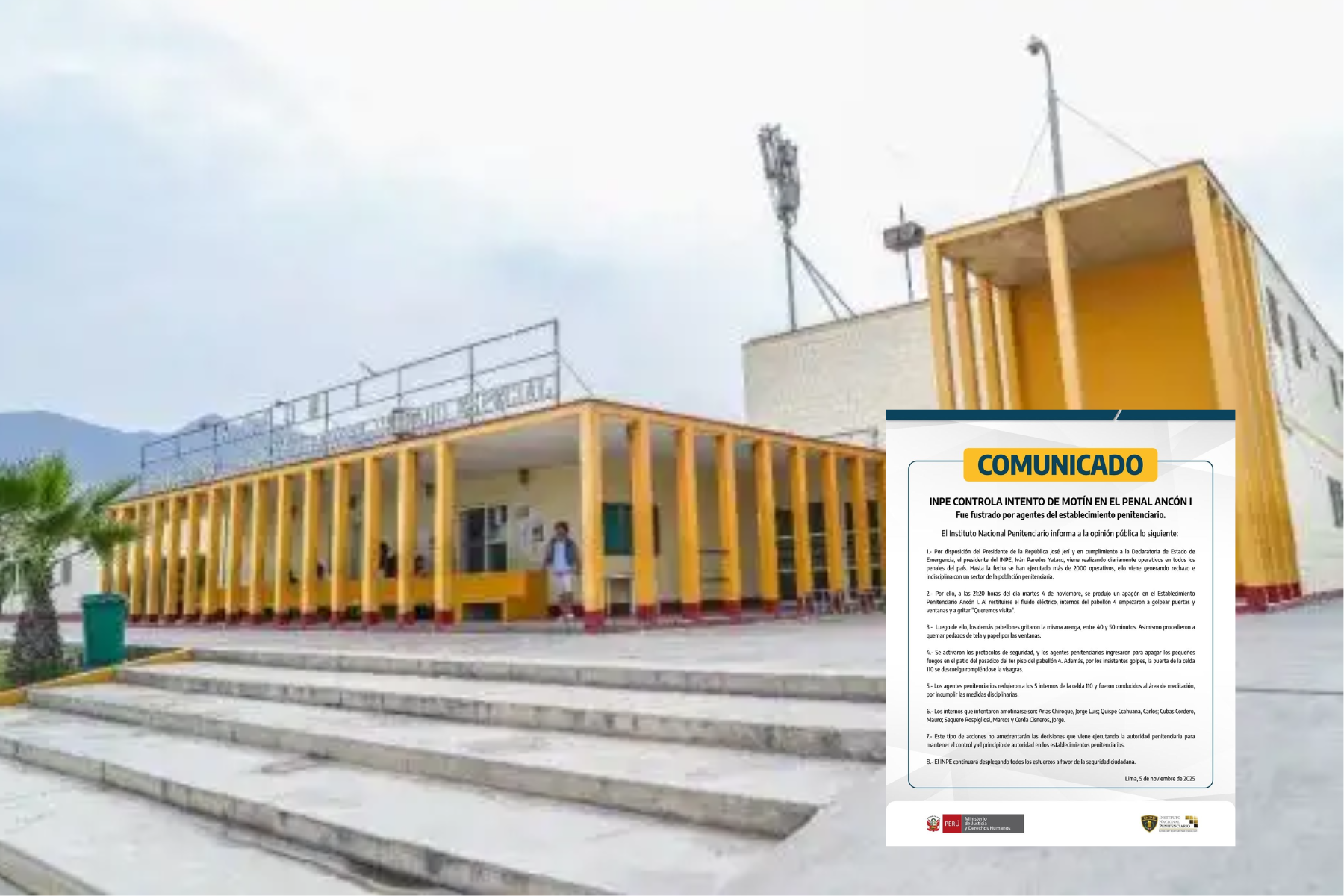 INPE informa sobre intento de motín en penal Ancón l