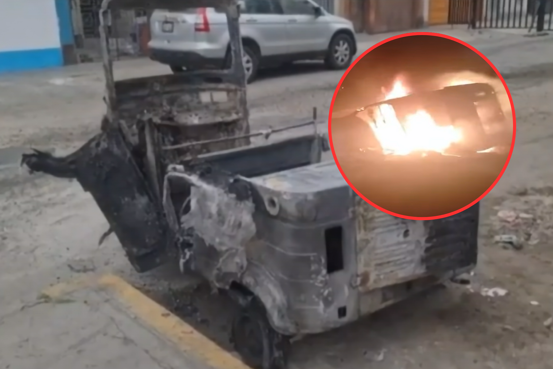 Vecinos atraparon a ladrón y quemaron su mototaxi.