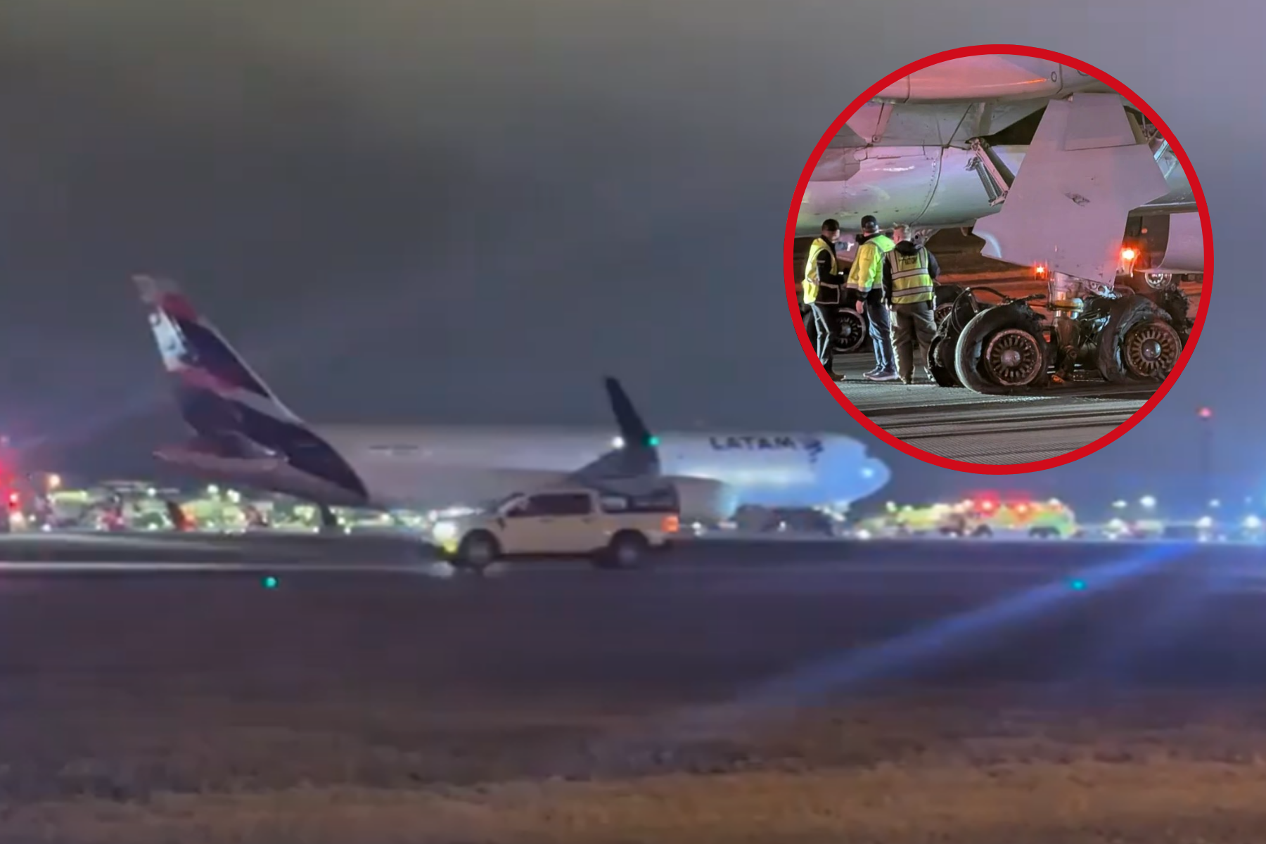 Avión de LATAM le explotan ocho llantas al aterrizar.