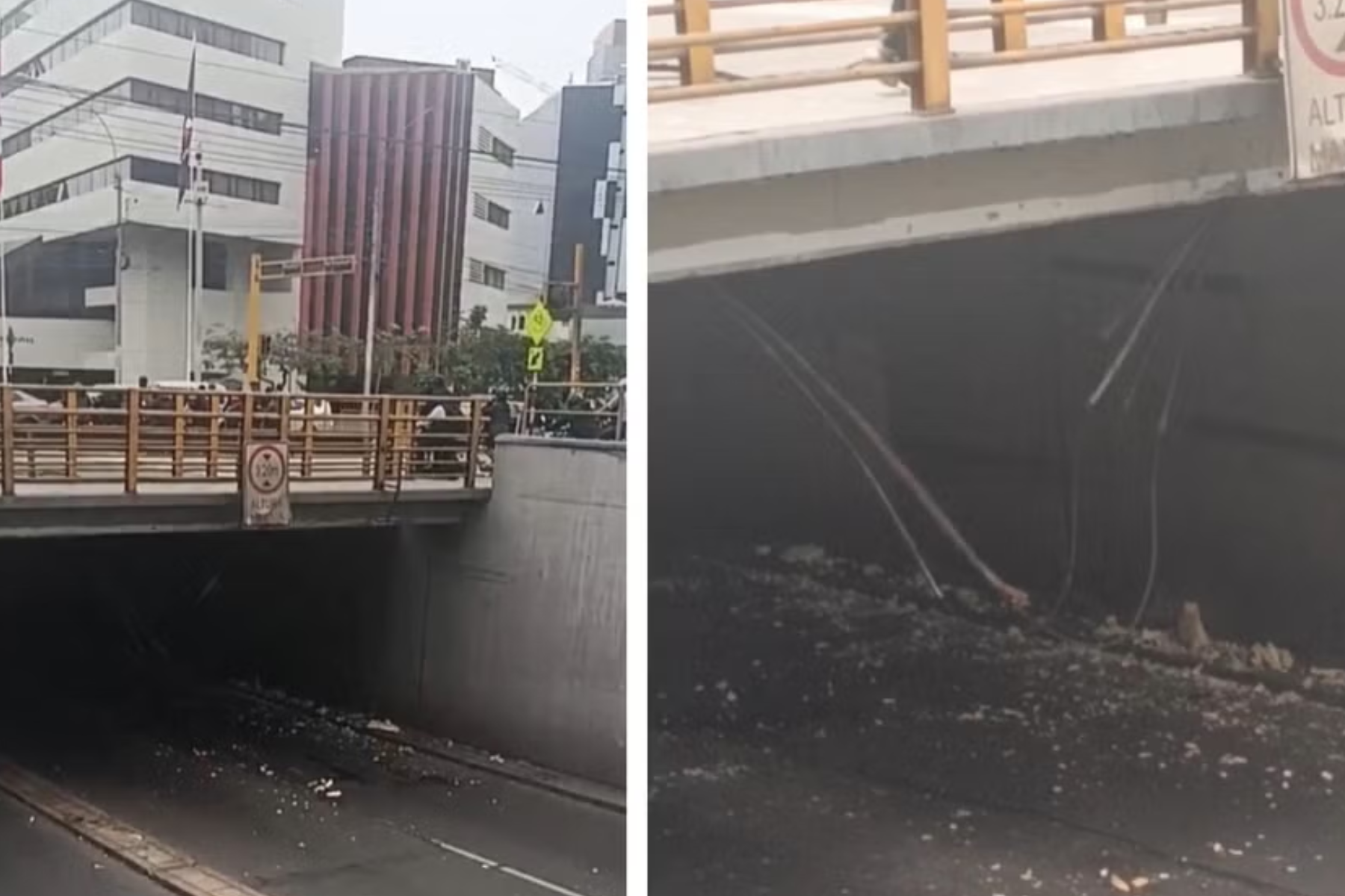 El impacto del furgón contra el puente Eduardo Villarán obligó a restringir parcialmente el tránsito en la Vía Expresa mientras se realizan las labores de inspección. Momentos de tensión se vivieron este martes en